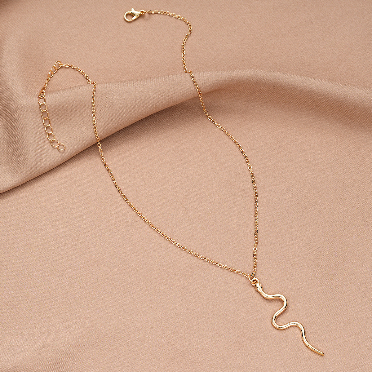 Stylish Graceful Simple Rose Gold Snake Pendant Necklace