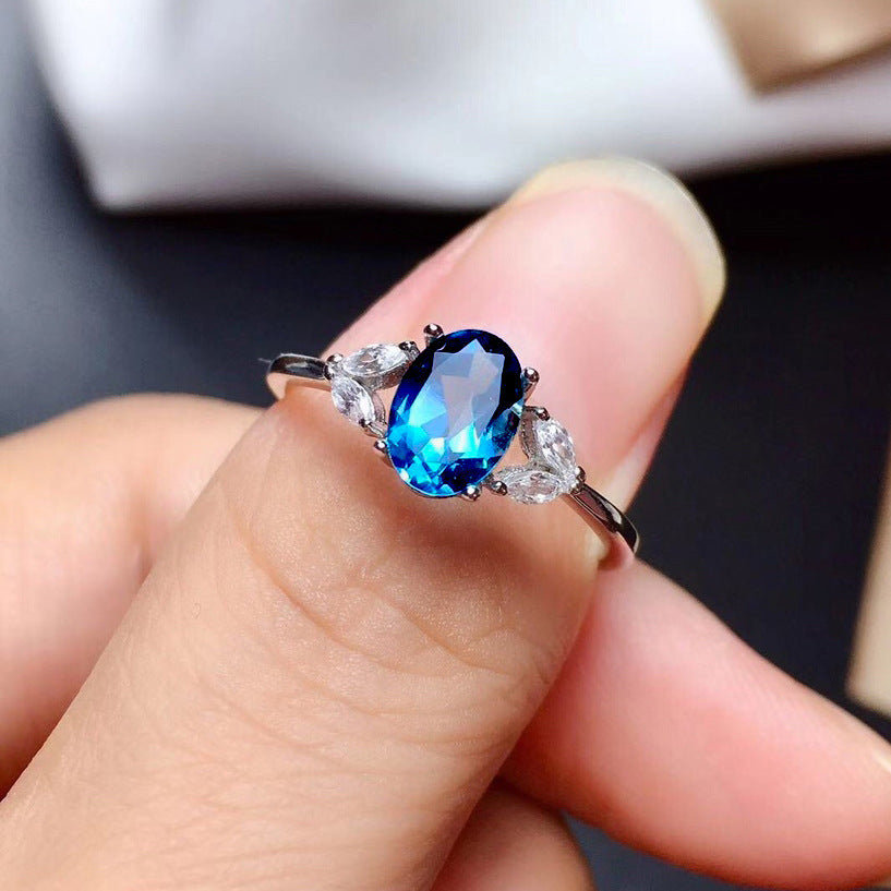 Simple Fashion Artificial Sapphire Exquisite Ring For Women