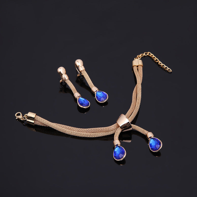 Necklac Earrings Jewellery Set Four-piece Gilded