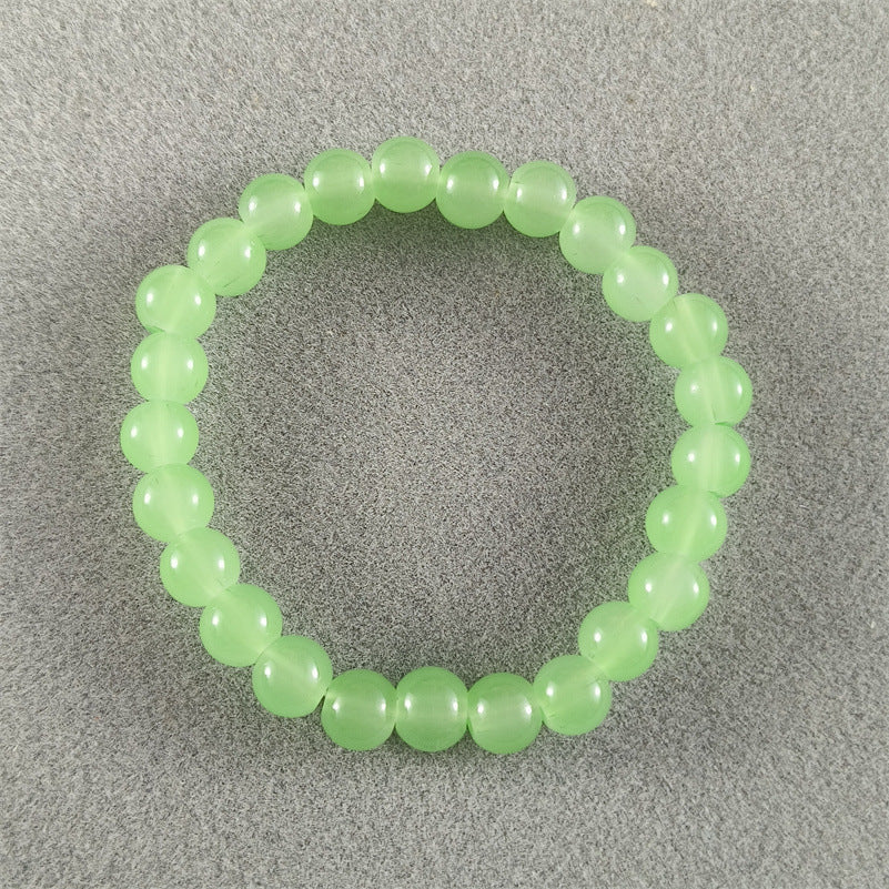 Vintage Artificial Jade Bead Bracelet Acrylic Beaded 8MM