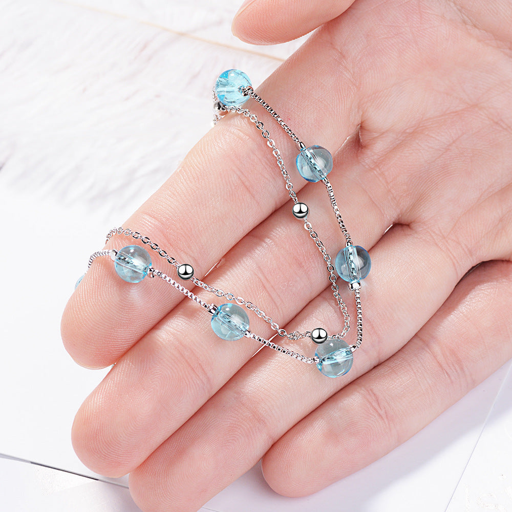 Blue artificial crystal bracelet