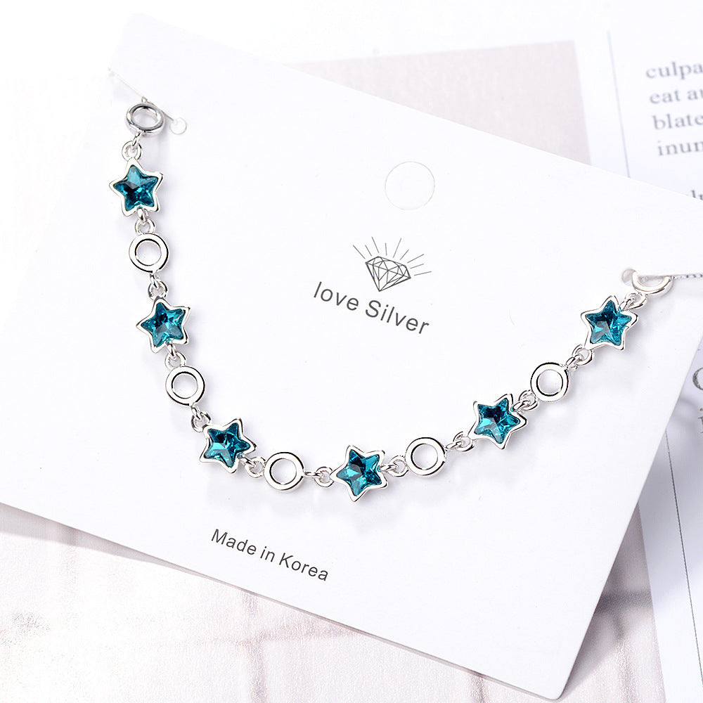 Simple Blue Five-Pointed Star Artificial Crystal Bracelet