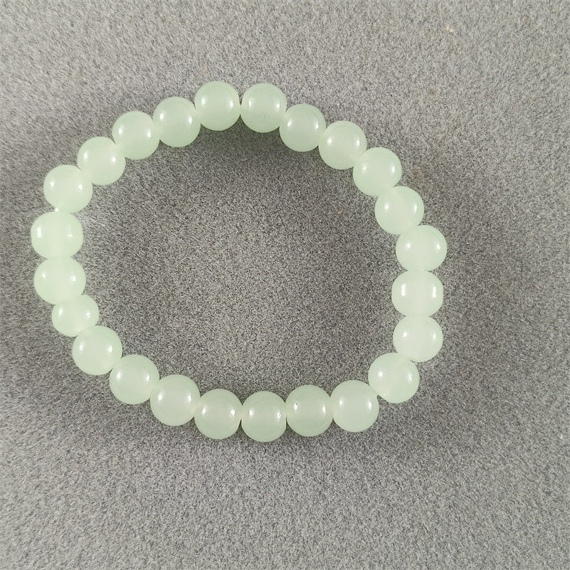 Vintage Artificial Jade Bead Bracelet Acrylic Beaded 8MM