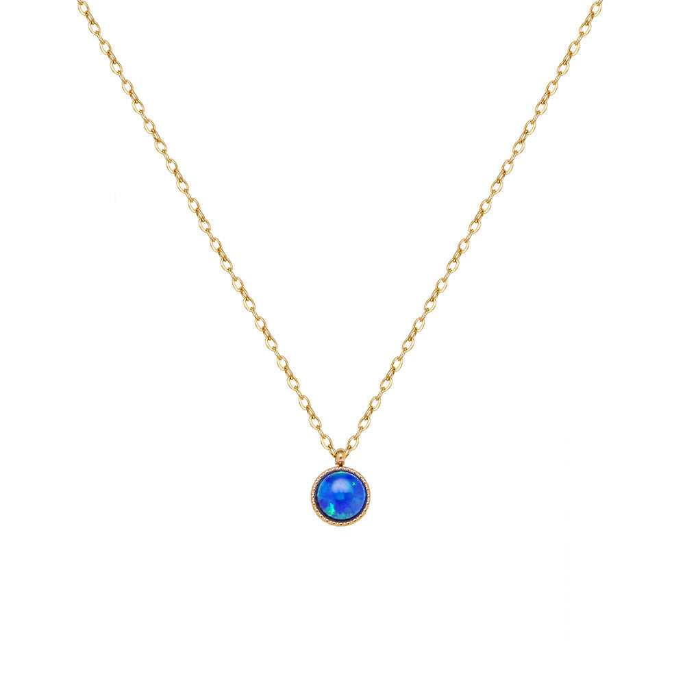 Fantasy White Blue Color Round Necklace Artificial Opal