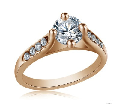 Women's Ring Inlaid Round Shiny Zircon Ring