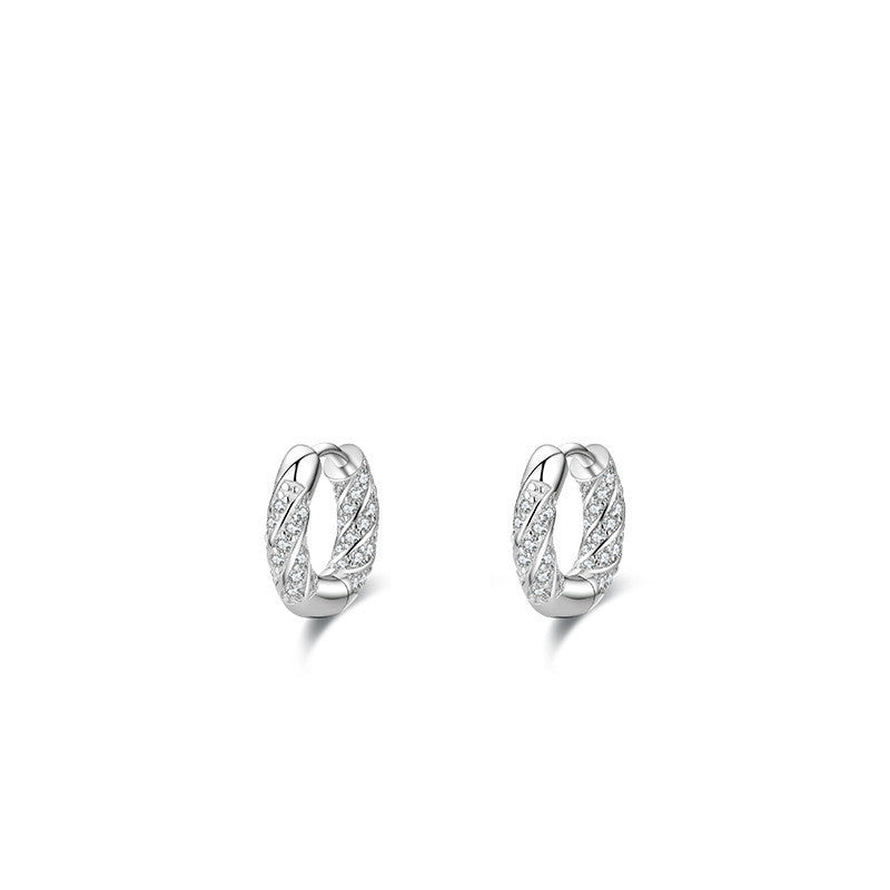 S925 Sterling Silver Ins Fashion Full Diamond Artificial Diamond Earrings