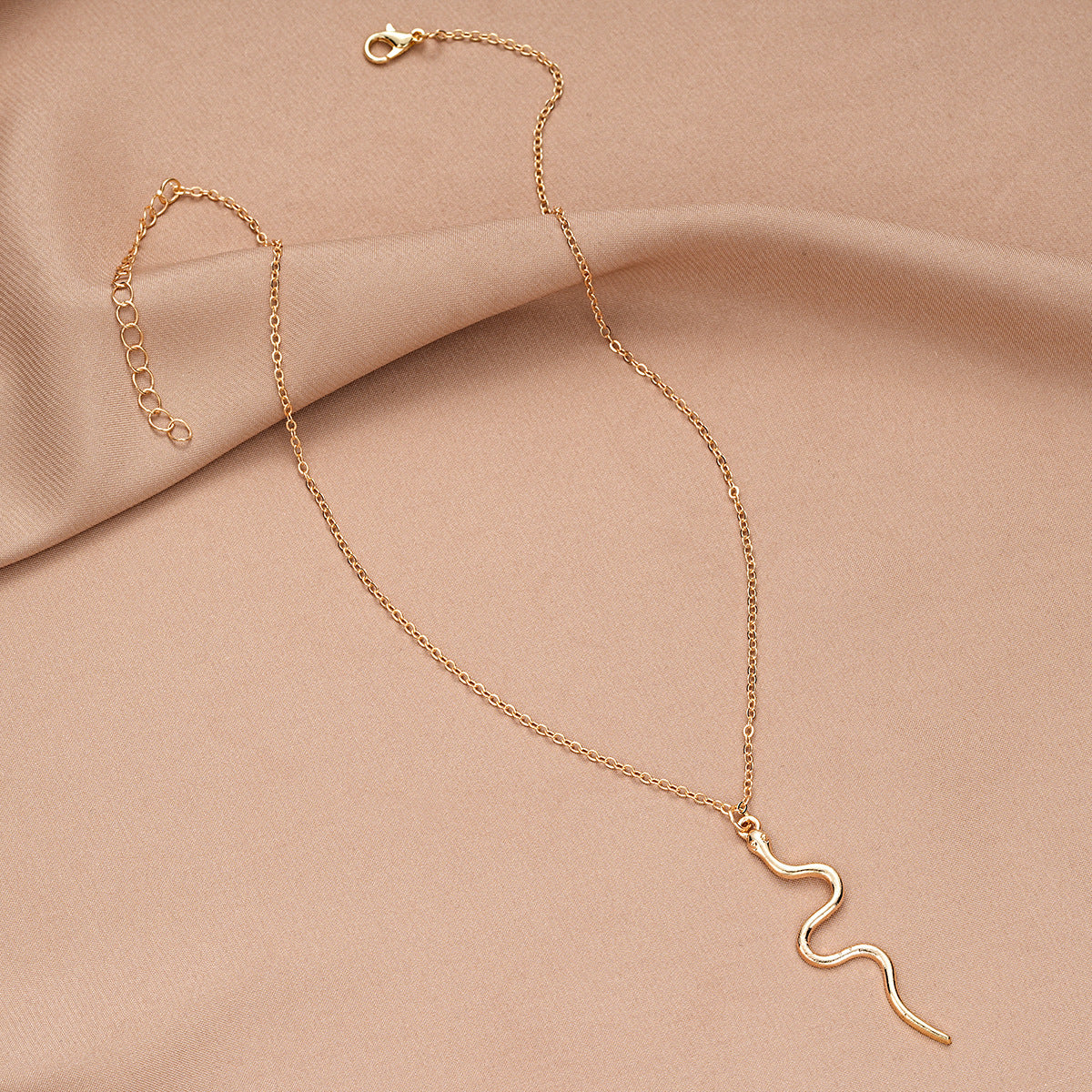 Stylish Graceful Simple Rose Gold Snake Pendant Necklace