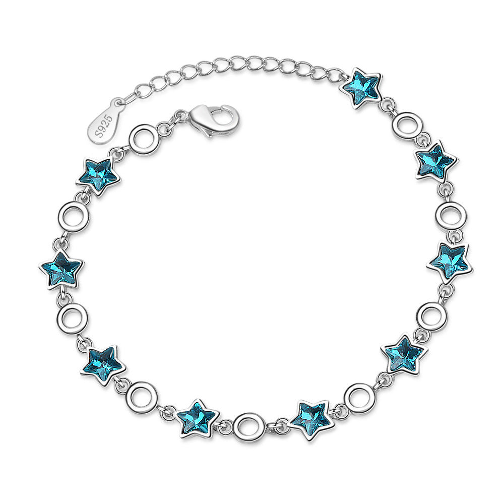 Simple Blue Five-Pointed Star Artificial Crystal Bracelet