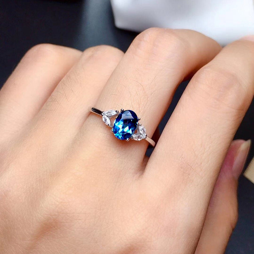 Simple Fashion Artificial Sapphire Exquisite Ring For Women