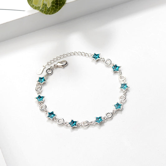 Simple Blue Five-Pointed Star Artificial Crystal Bracelet