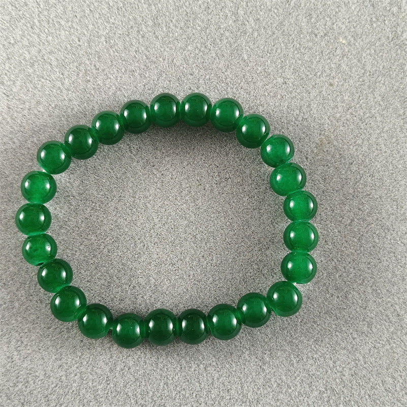 Vintage Artificial Jade Bead Bracelet Acrylic Beaded 8MM