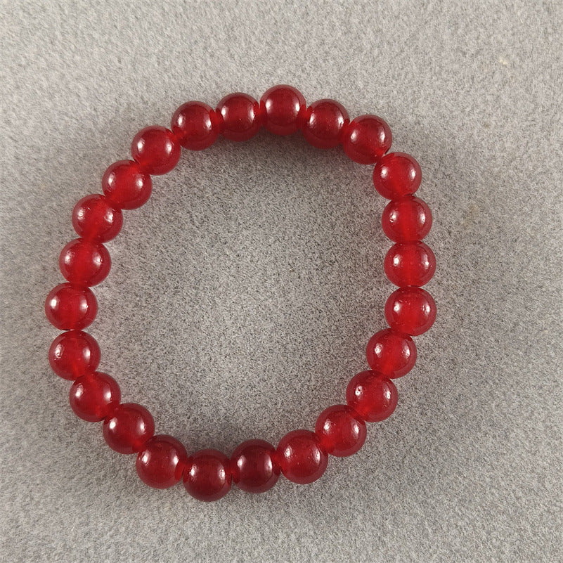 Vintage Artificial Jade Bead Bracelet Acrylic Beaded 8MM