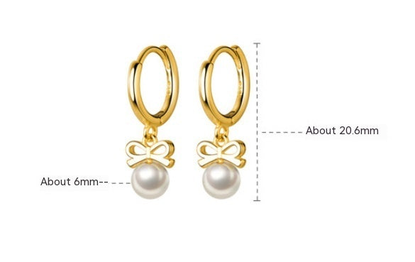 Exquisite Bow Artificial Pearl Earrings