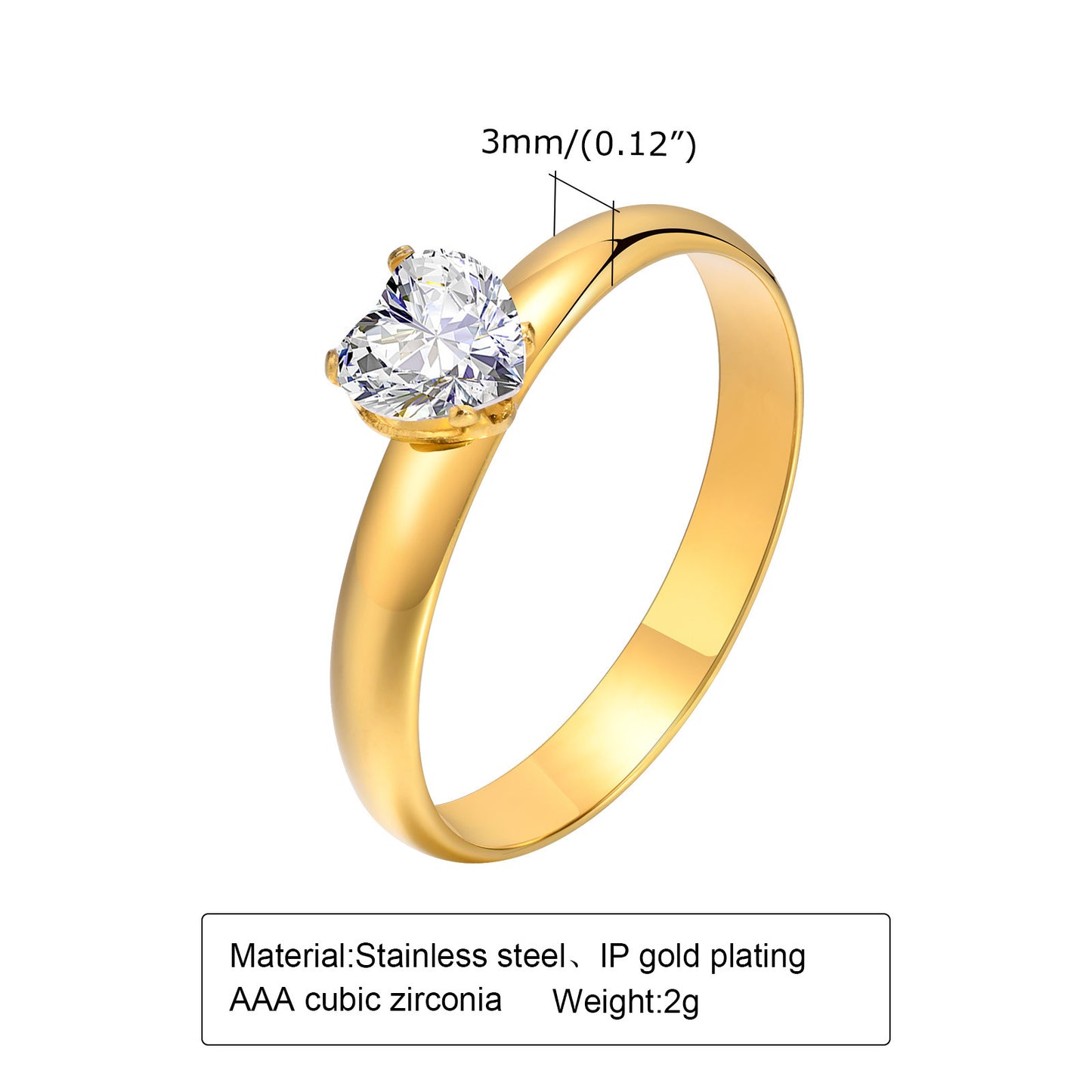 Zircon Gold Ring For Women