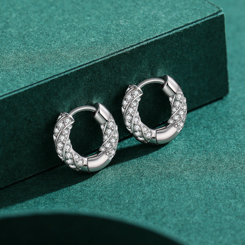 S925 Sterling Silver Ins Fashion Full Diamond Artificial Diamond Earrings