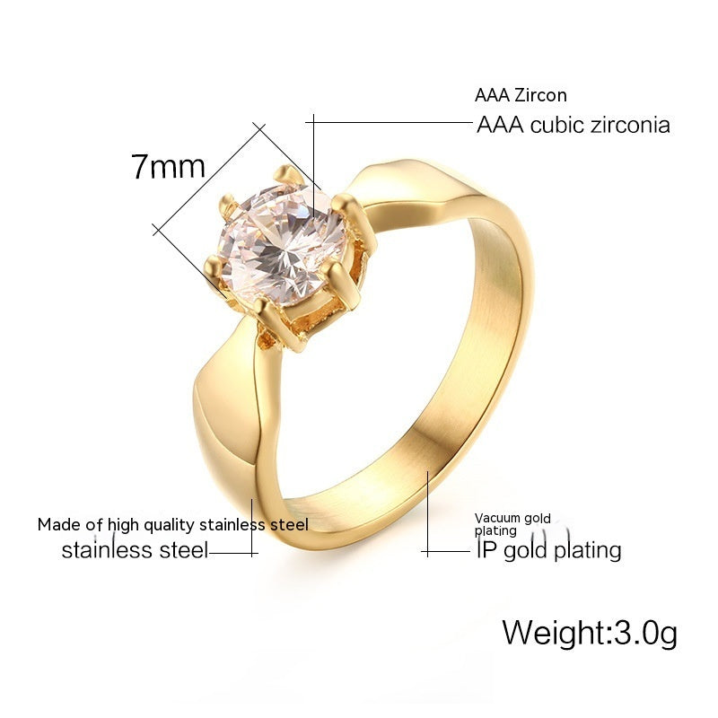 Zircon Gold Ring For Women