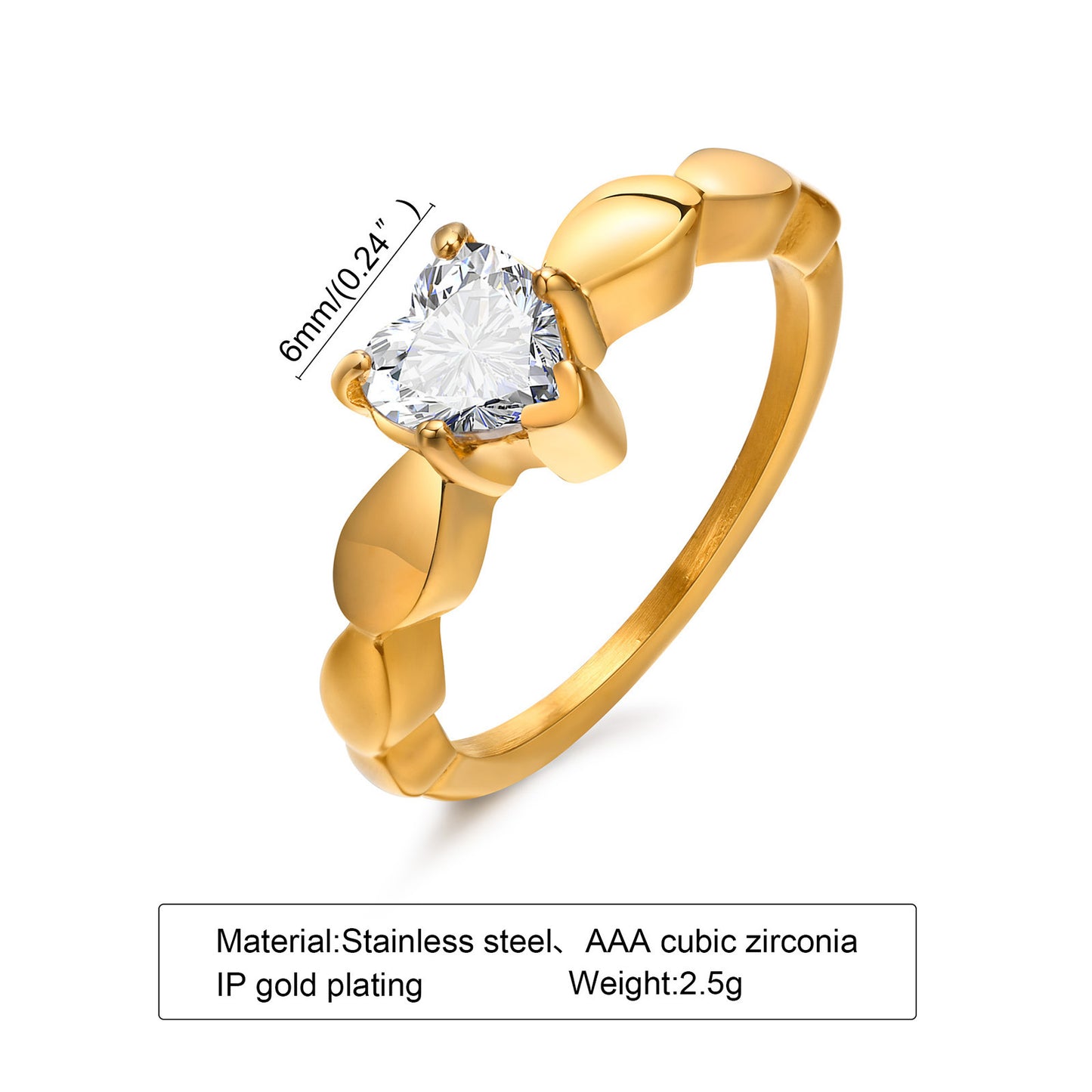 Zircon Gold Ring For Women