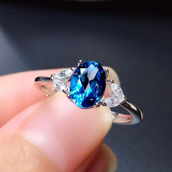 Simple Fashion Artificial Sapphire Exquisite Ring For Women