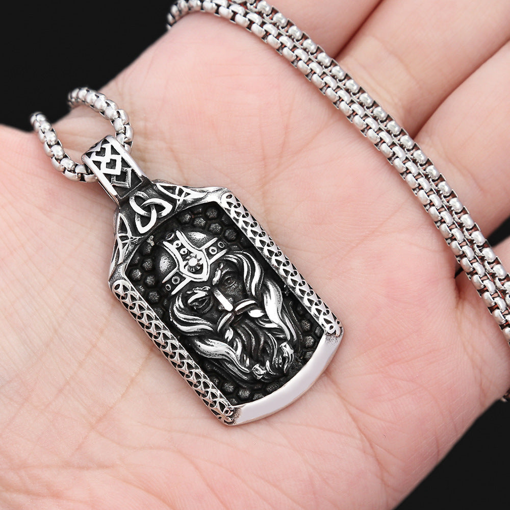 Titanium Steel Irish Pendant Viking Warrior Necklace