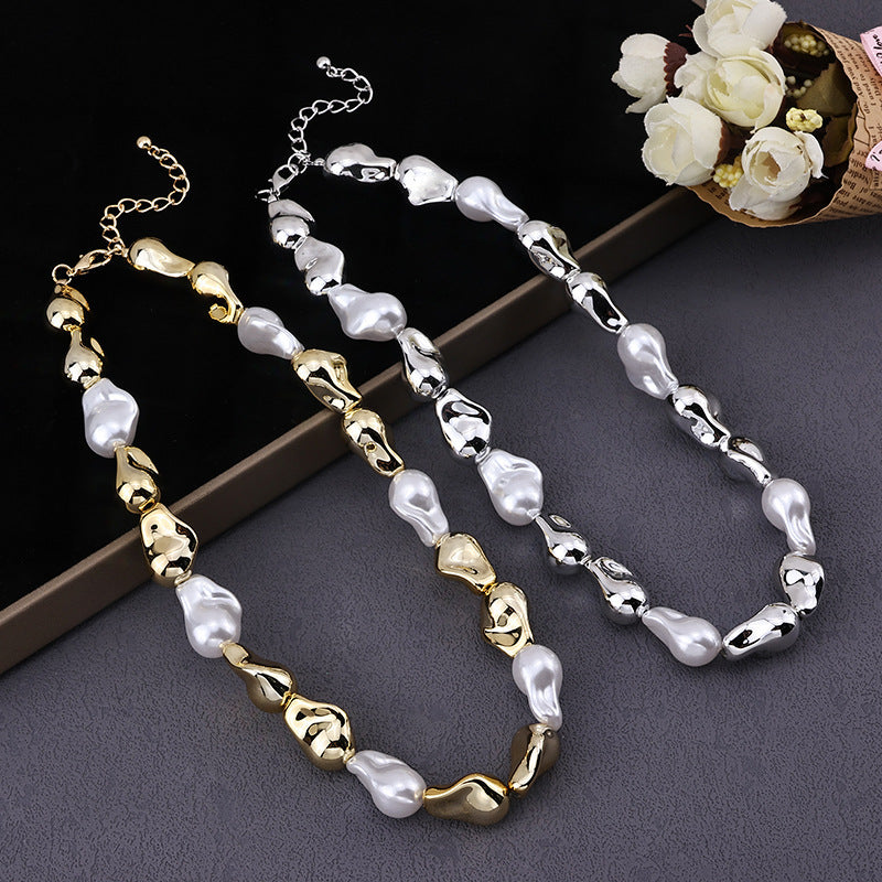 Fashion Trendy Unique Artificial Pearl Clavicle Necklace