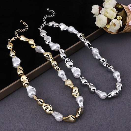 Fashion Trendy Unique Artificial Pearl Clavicle Necklace